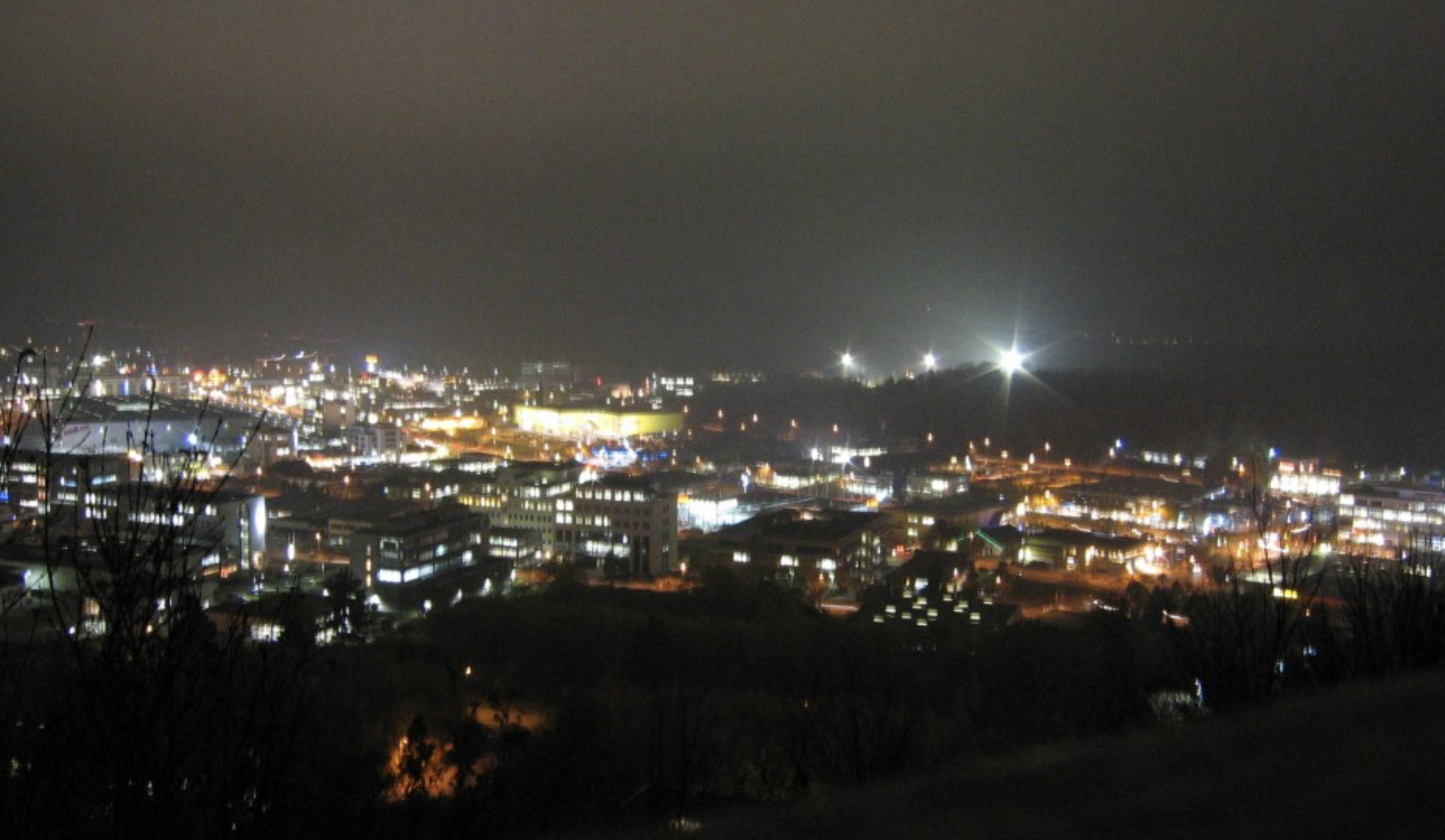 Wilferdinger Höhe von Wallberg fotografiert 2003 - Gewerbegebiet im Nordwesten Pforzheims